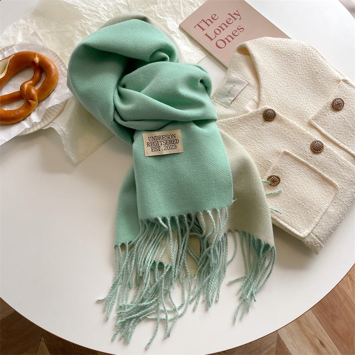 Lifestyle shot of the cozy wrap shawl in daily cold weather wear