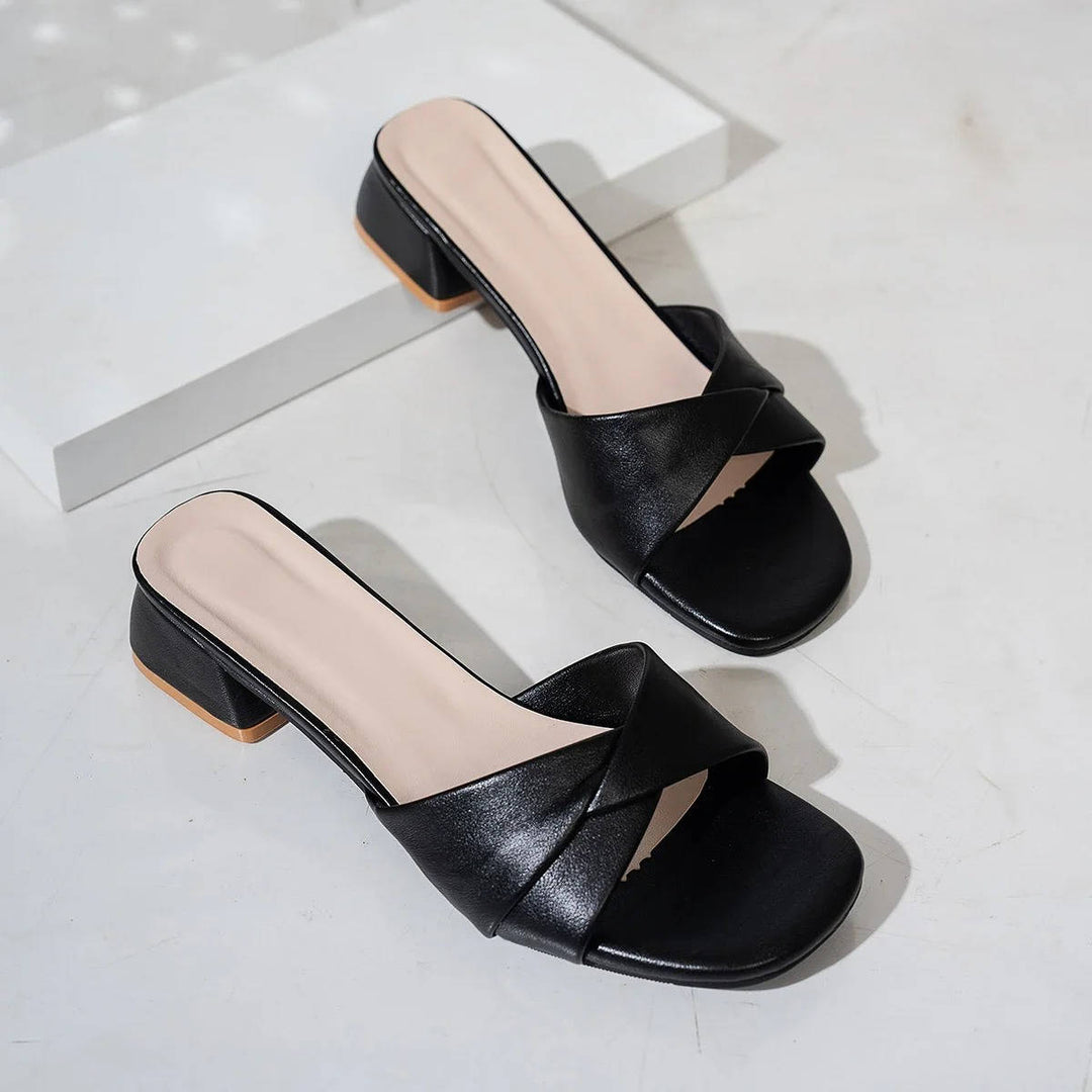 Sole and insole view of comfortable summer mule sandals for women