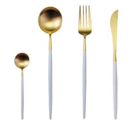 Attractive kitchen dining accessories featuring gold silverware