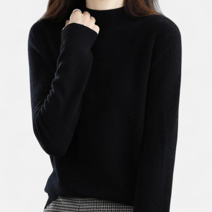 Detailed shot of fine knit fabric texture on women's fashion sweater