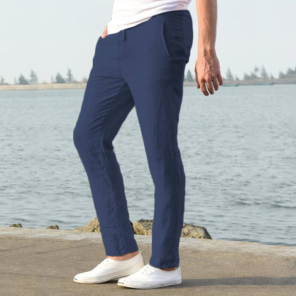 Durable stitching on mens fashion drawstring trousers