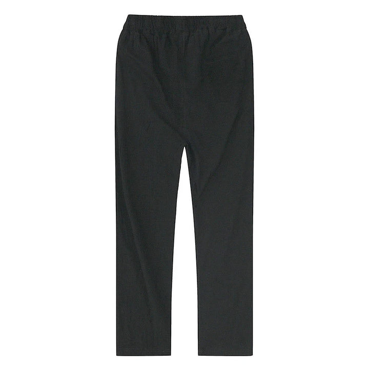 Detailed shot of fabric texture on lightweight summer pants