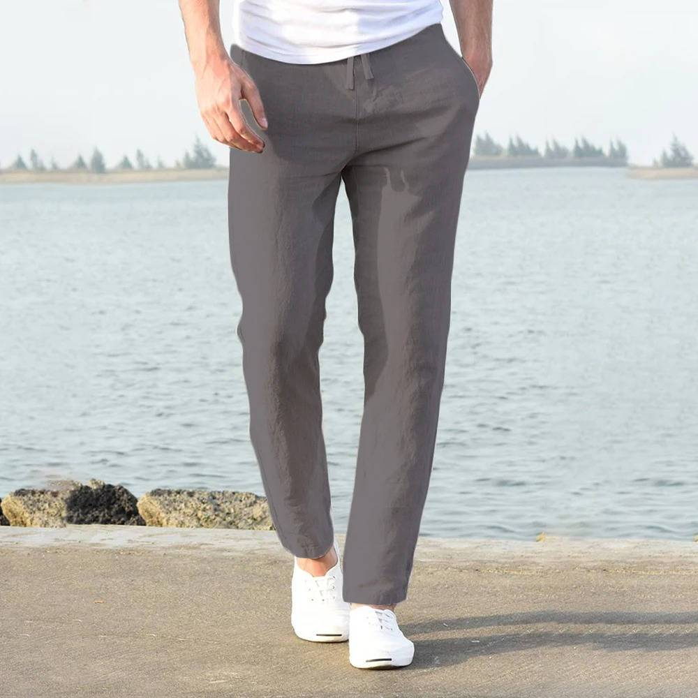 Back view of mens casual trousers showing pocket design