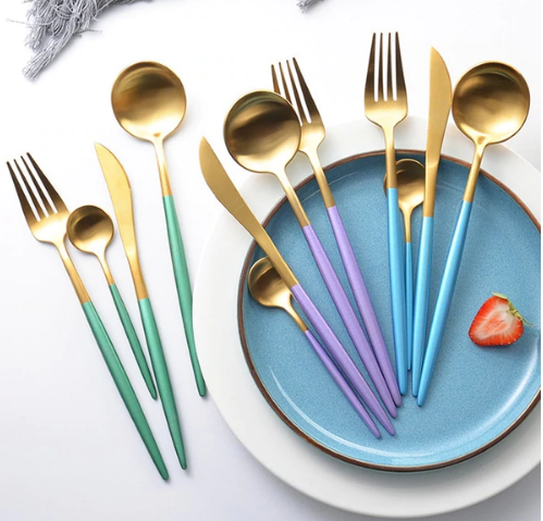 Doubtless quality gold cutlery set for kitchen and restaurant use