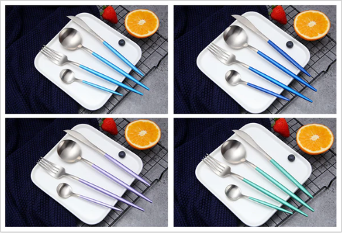 Beautiful gold cutlery tableware set for special holiday dinners