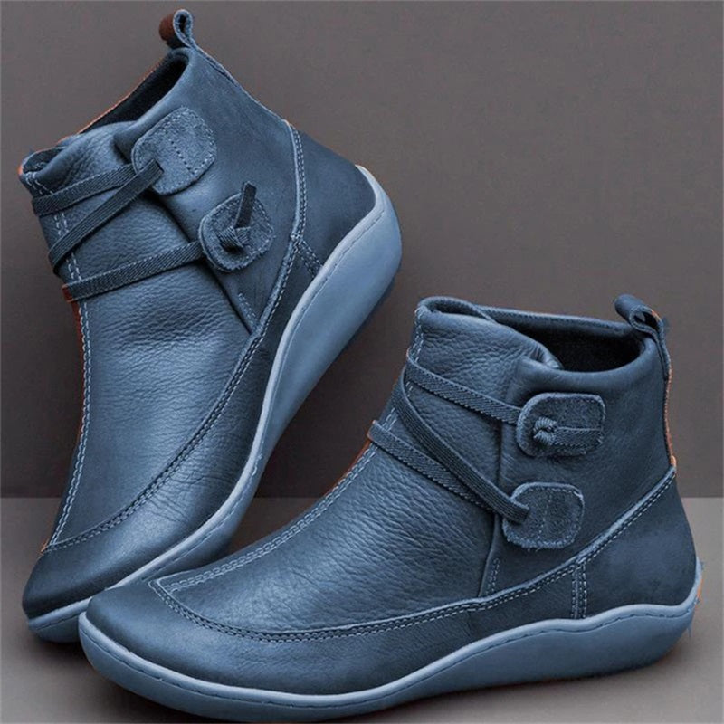 Blue women's orthopedic waterproof boots with supportive sole design