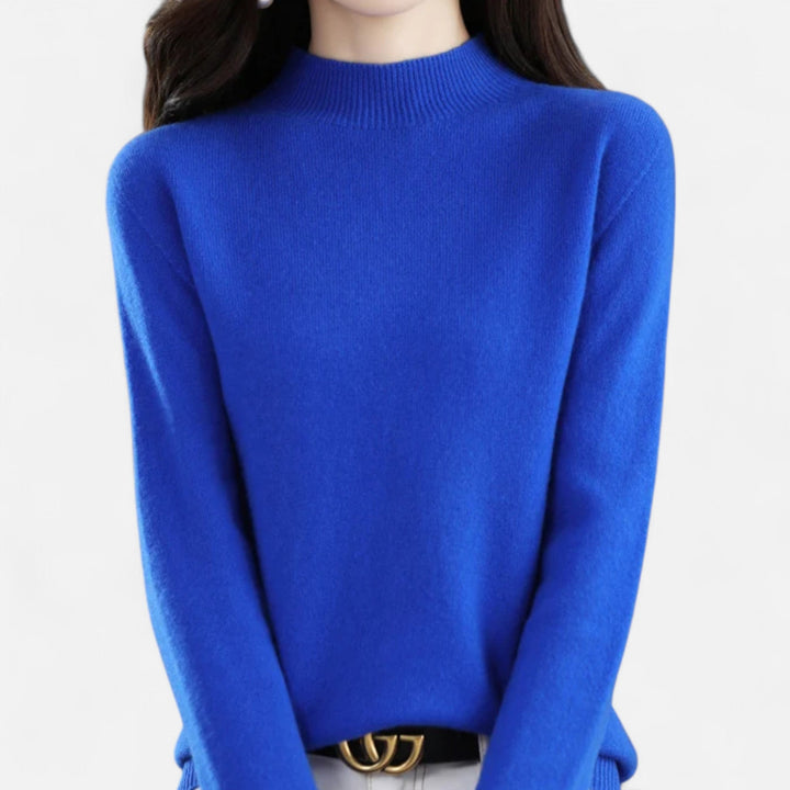 Back view of women's long sleeve casual knitwear for layering