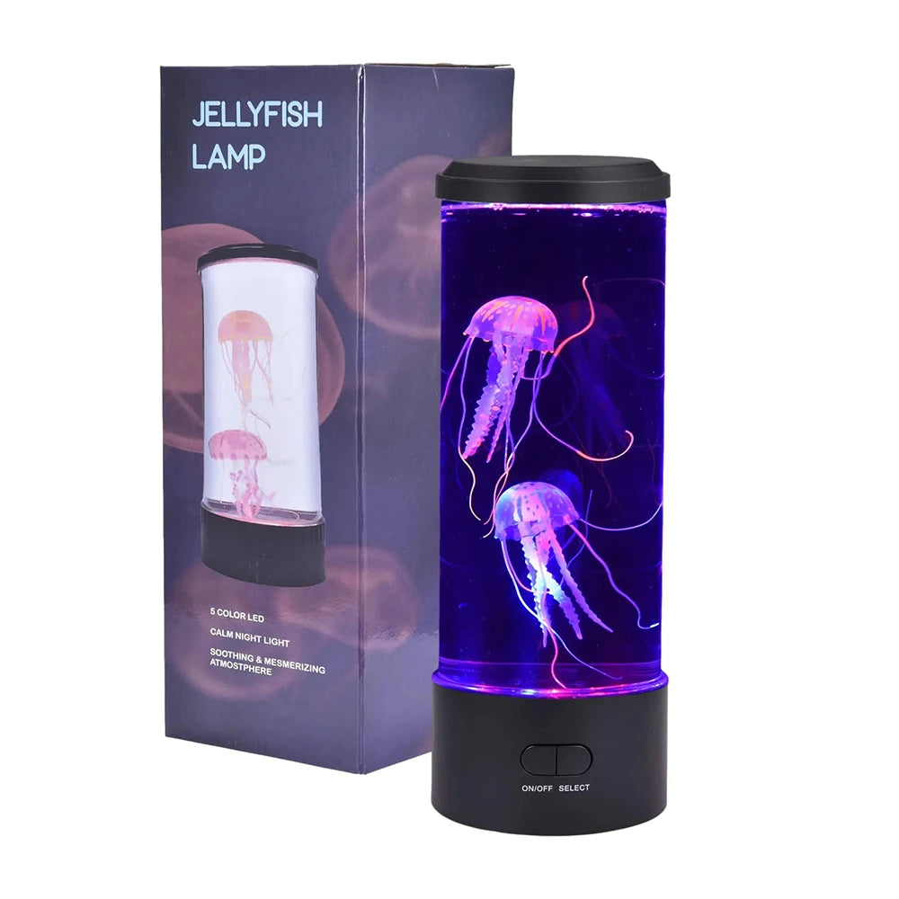 LED jellyfish mood light glowing in vibrant color changing mode for home decor and relaxation