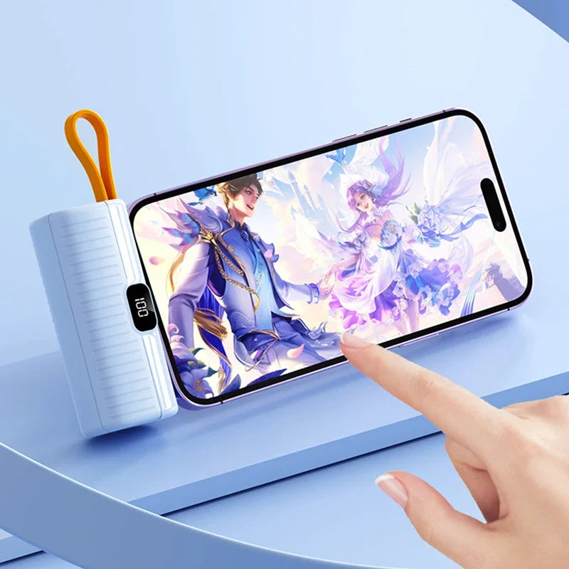 Compact 3000mAh portable power bank showing front design with digital display