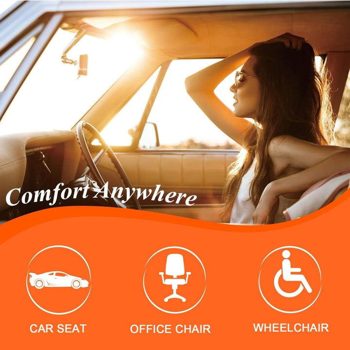 Complete car booster seat cushion folded, showcasing portability and travel design