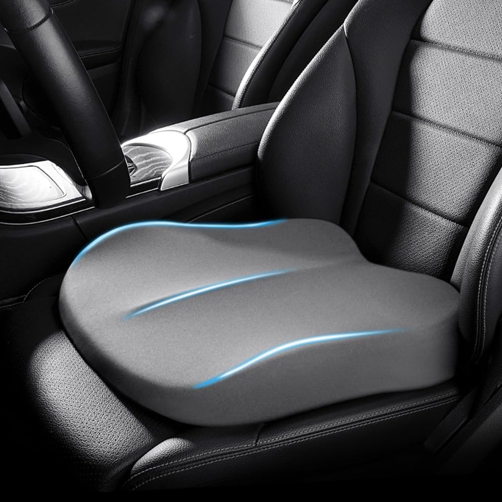 Close-up of breathable fabric texture on the car seat riser and elevation pad