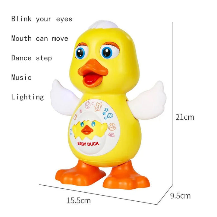 Close-up of robotic toy face featuring bright flashing lights