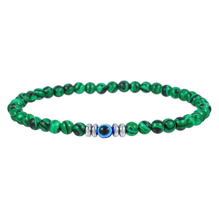 Mens gemstone bracelet with spiritual evil eye protection charm
