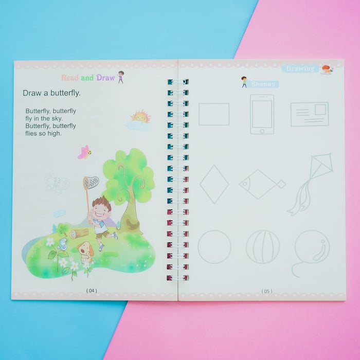 Children educational toy handwriting practice book with magic pen included