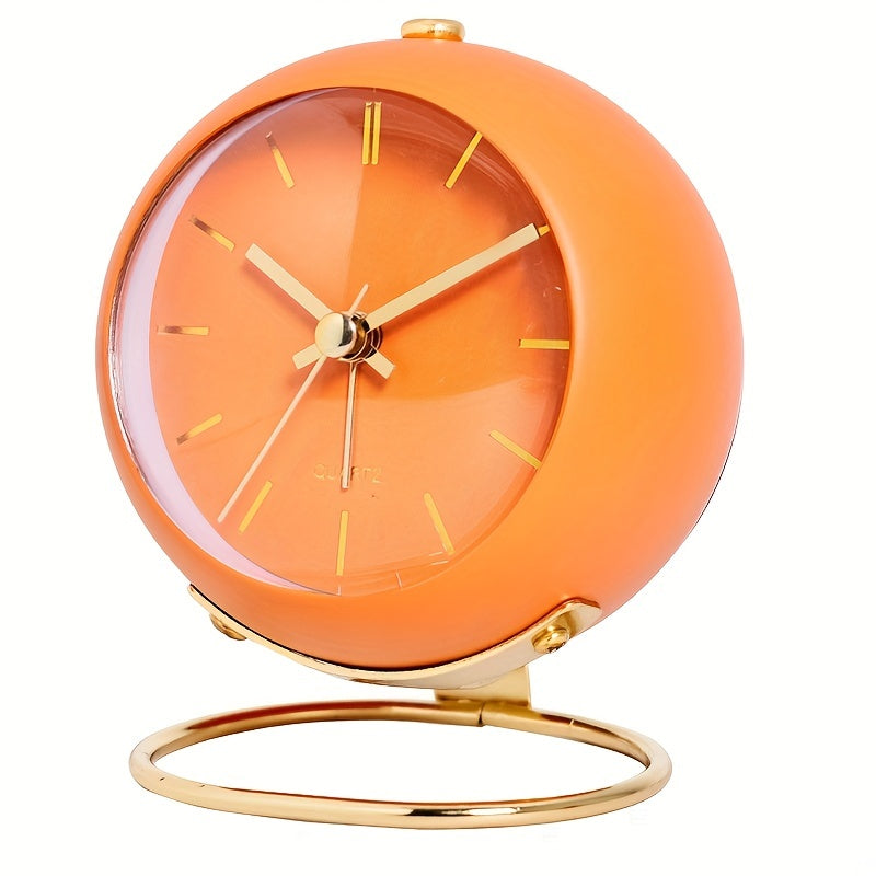 Decorative silent desk clock placed on a living room table