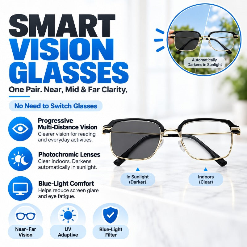 Side view of mens progressive reading glasses featuring durable hinges