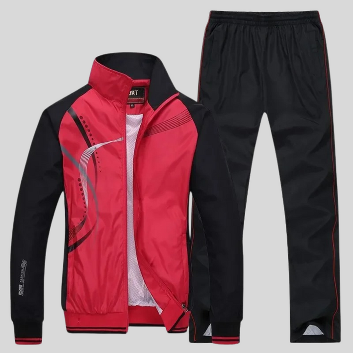 Activewear set showing ribbed cuffs and modern tapered fit