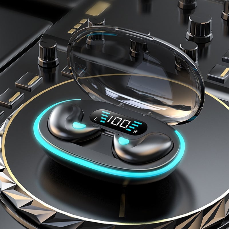 Front angle view of lightweight bone conduction sleep headphones