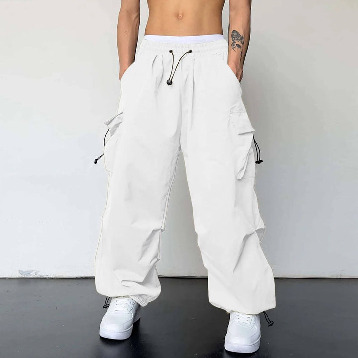 Casual pants elastic waistband and metal eyelet detail for comfort