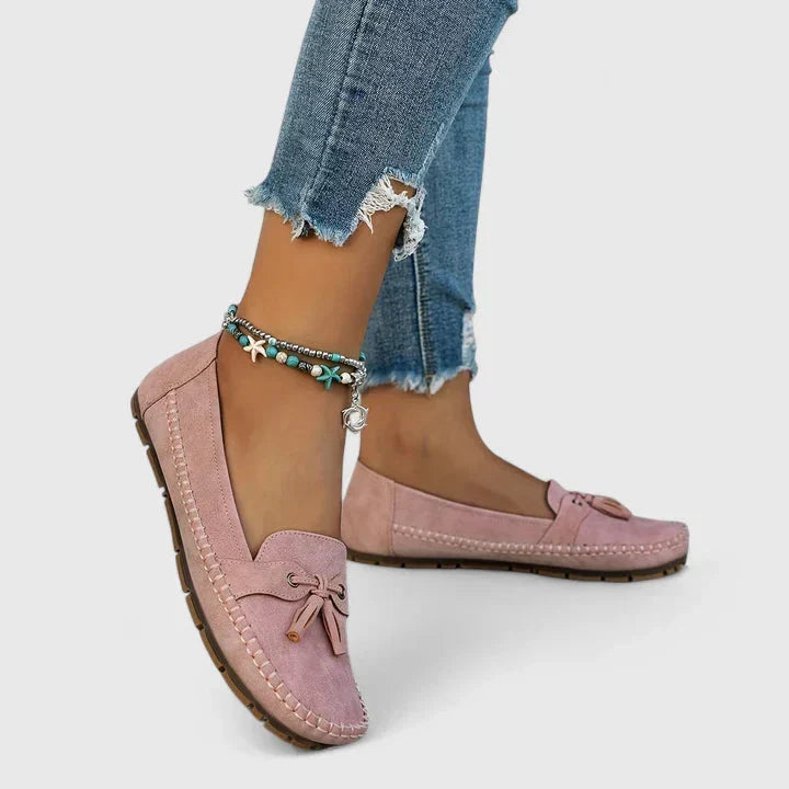Womens fashion slip-on flat shoes with decorative bow