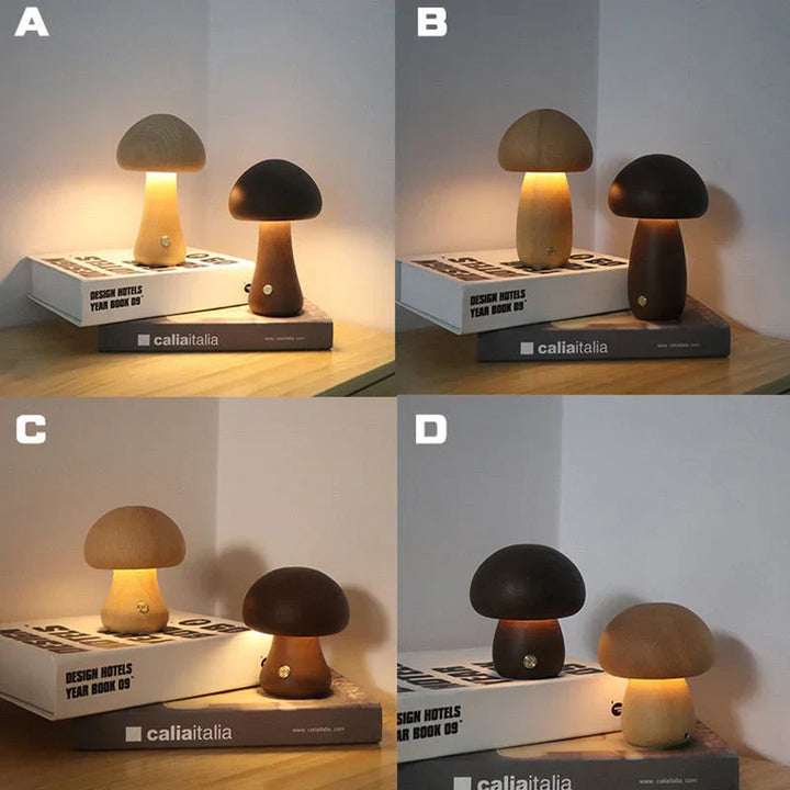 Touch control lamp in wood finish for easy nighttime use