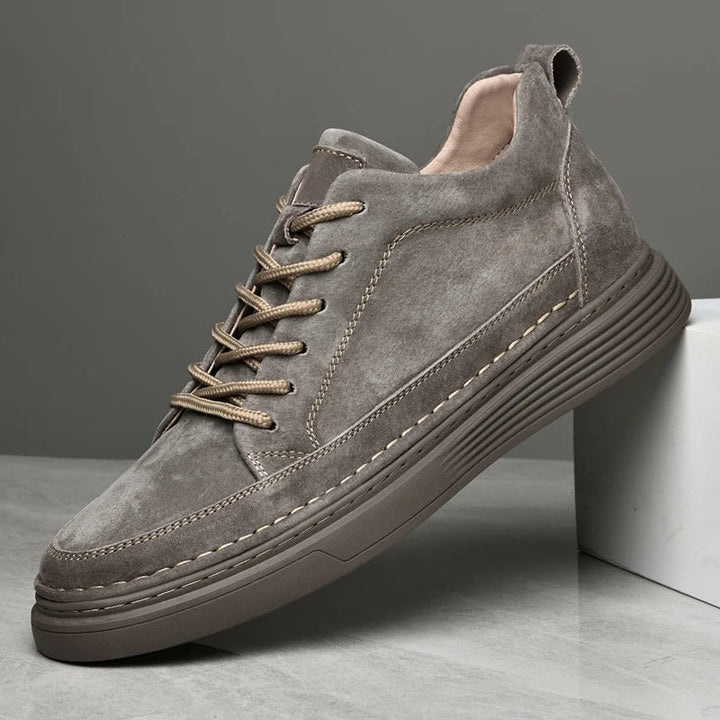 Side profile of Men's Diego khaki casual sneakers with white sole
