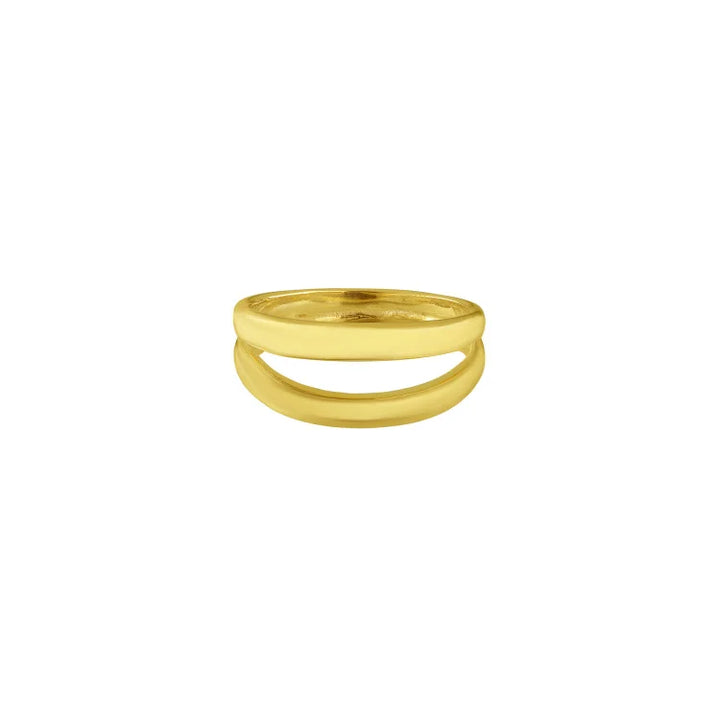 Gold Aluna double band ring isolated on white background