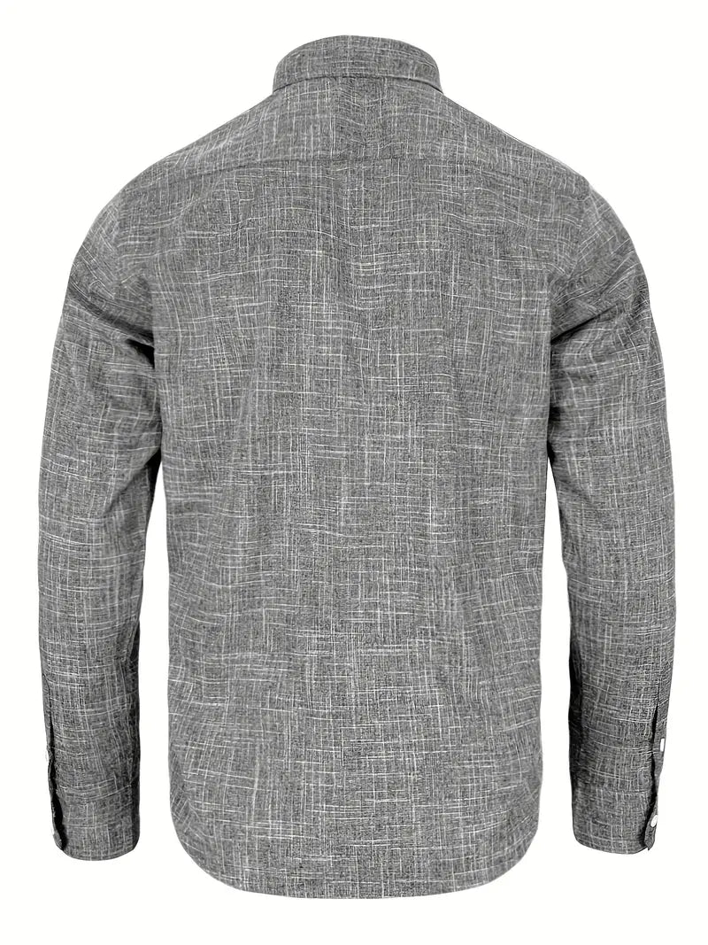 Close-up of man styling mens fashion button-up shirt for casual wear