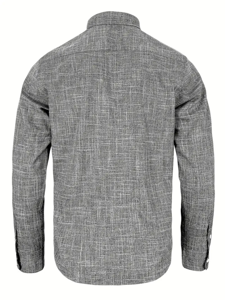Close-up of man styling mens fashion button-up shirt for casual wear