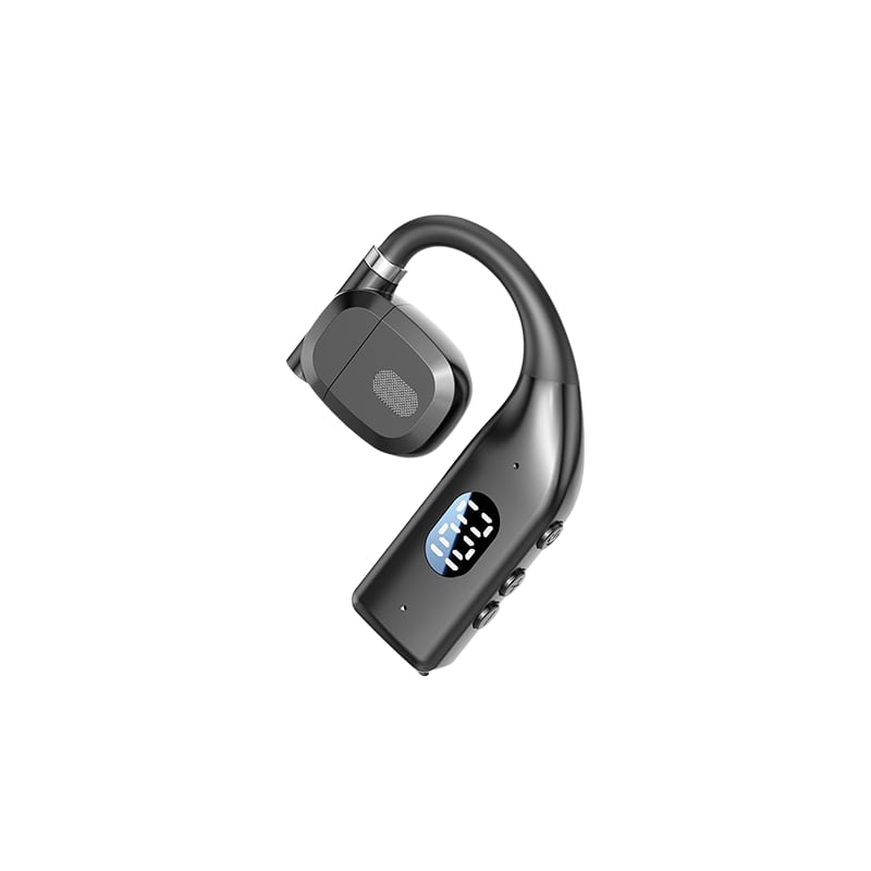 Beige business headset packaging and accessories flat lay