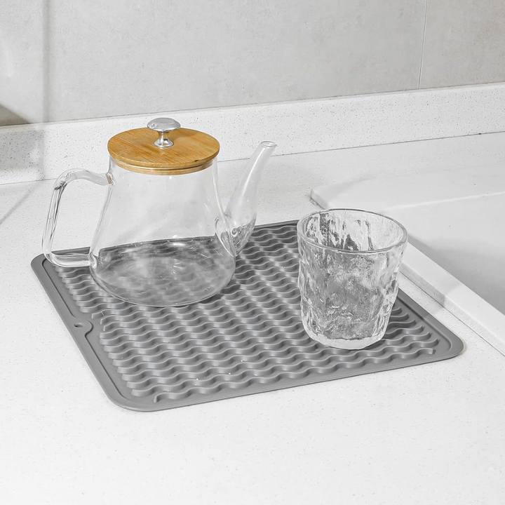 High-quality silicone drying mat displaying embossed logo-free finish