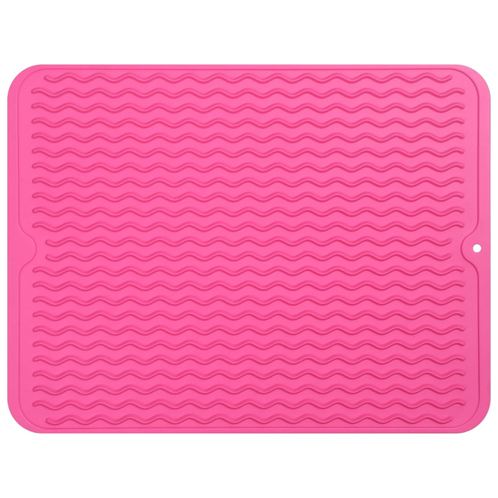 Pink heat-resistant silicone kitchen drying mat for countertops