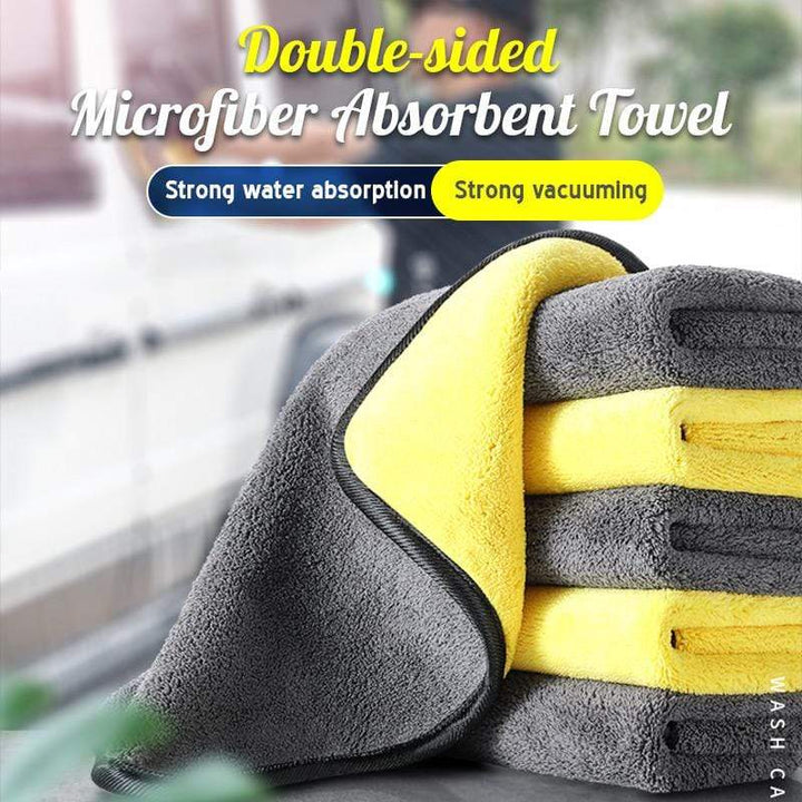 Double-Sided Microfiber Car Drying Towel folded neatly for auto detailing and car wash care.