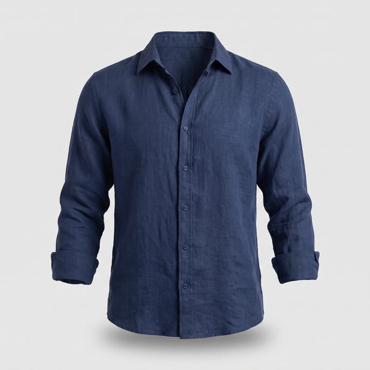 Detailed view of collar and buttons on men's stylish shirt