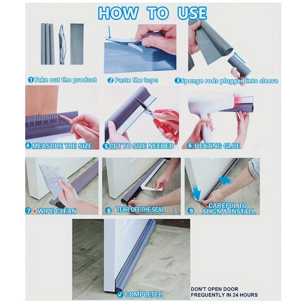 Easy installation process of universal door draught excluder at home