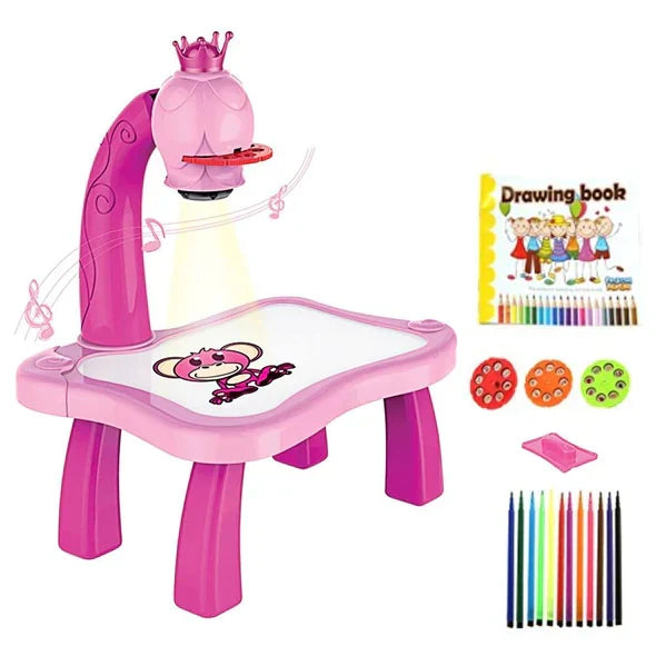 Educational toy drawing board with projection features for young artists