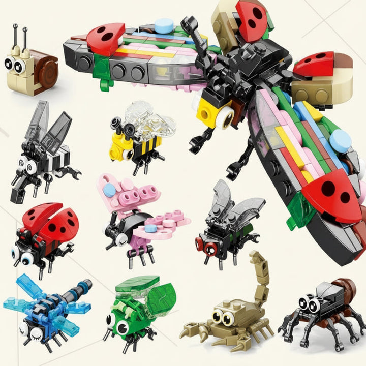 Detailed insect and bug building blocks construction set
