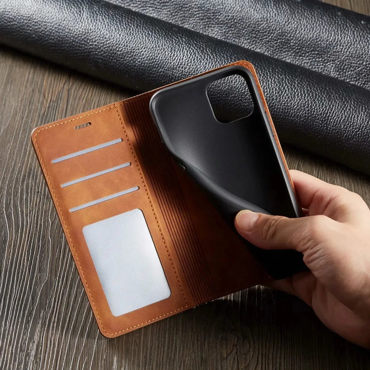 Slim magnetic phone case for iPhone shown from the back angle