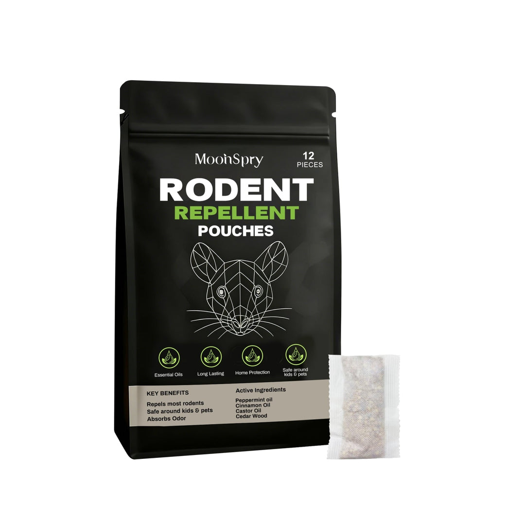 Pack of natural rodent repellent pouches with essential oils for home protection