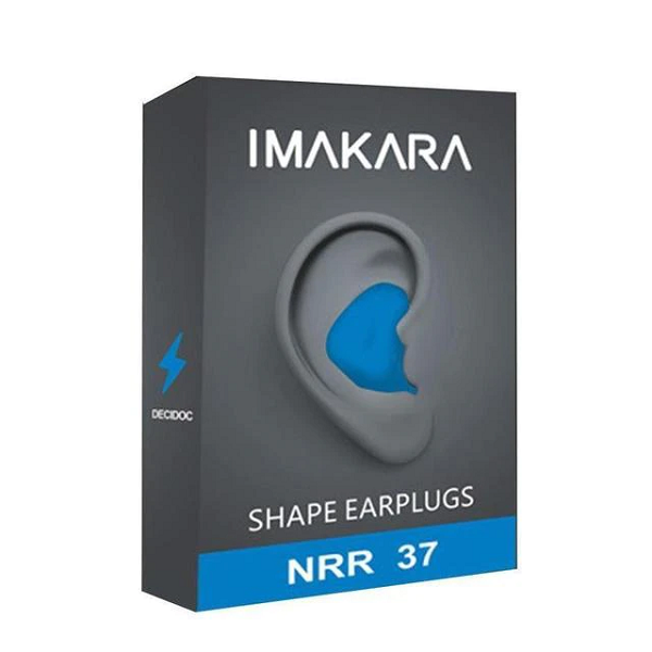 Packaging box for blue shape earplugs showing NRR 37 rating