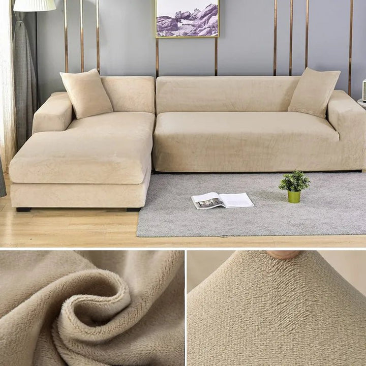 Universal stain resistant couch cover highlighting soft fabric touch