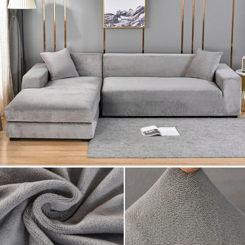Washable furniture protector elastic sofa cover installed on couch