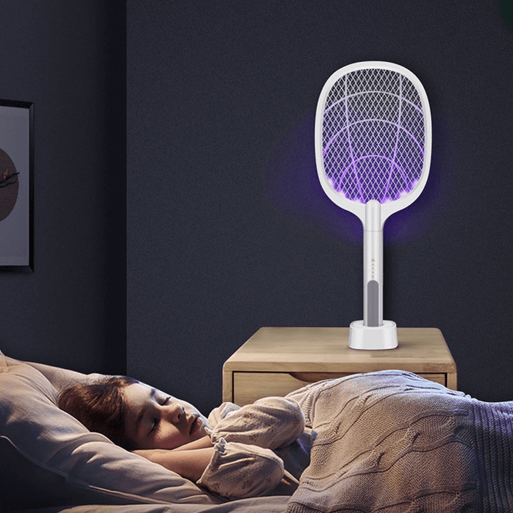 Electric mosquito swatter racket bug zapper with USB rechargeable design for easy pest control