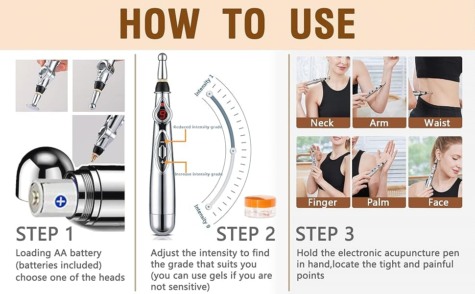 Electronic acupuncture pen for pain relief and muscle relaxation