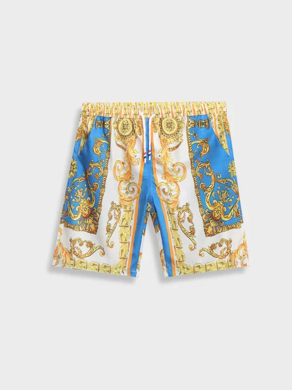 Designer style mens summer streetwear set with classic Baroque print