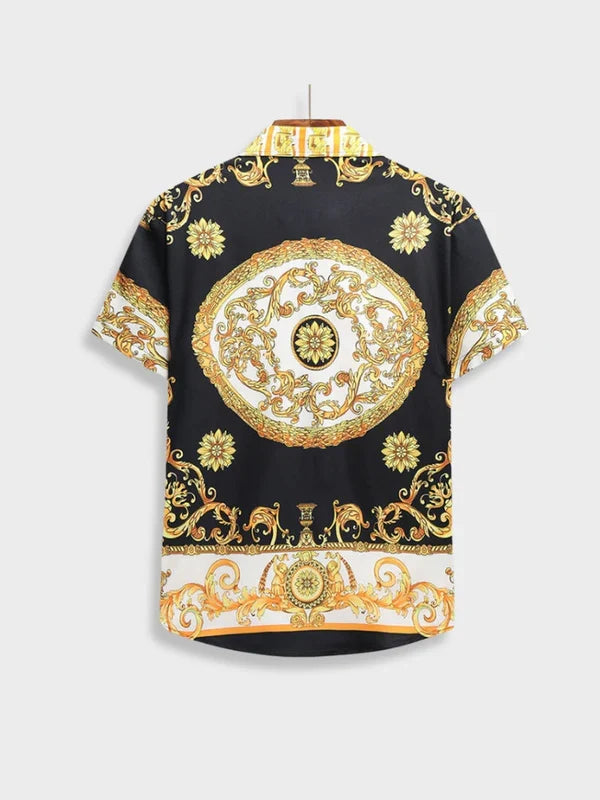 Matching summer shorts set with ornate Italian Baroque pattern for men