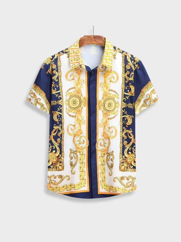Casual mens streetwear matching shirt and shorts in Baroque style