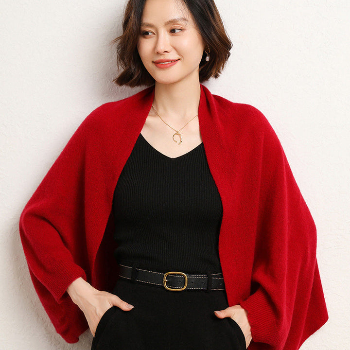 Drape the women's elegant warm soft shawl wrap over shoulders for cozy winter fashion layering