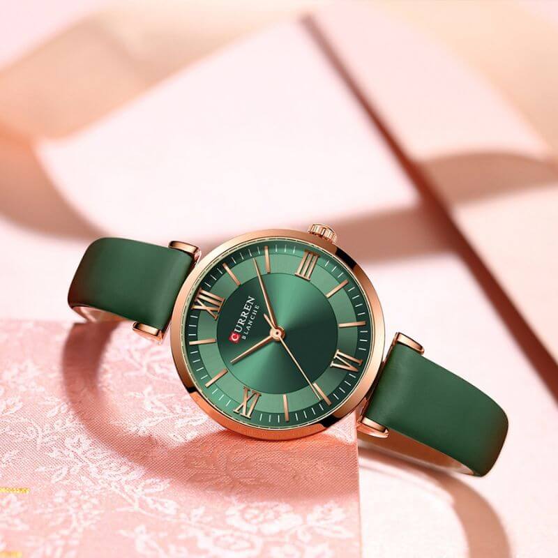 Luxury style waterproof timepiece for women paired with a chic wrist strap