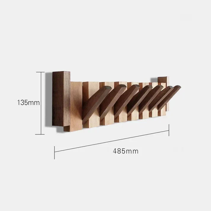 Back mounting view of the wooden wall hook organizer with installation brackets